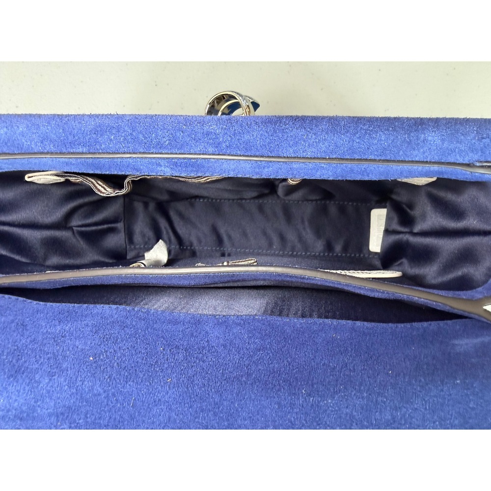 Henri Bendel Plaza Top Handle Satchel Blue Plaza Leather Suede NWOT Crossbody - Picture 16 of 16